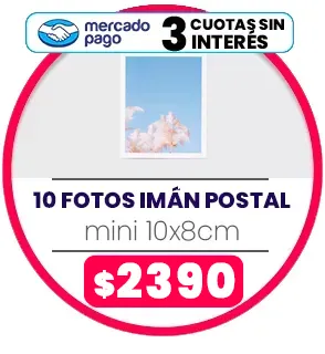 10 foto IMÁN Postal Mini 10x8 a $2390
