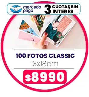 100 fotos Classic 13x18 a $8990