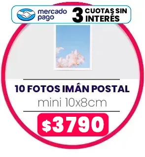 10 foto IMÁN Postal Mini 10x8 a $3790
