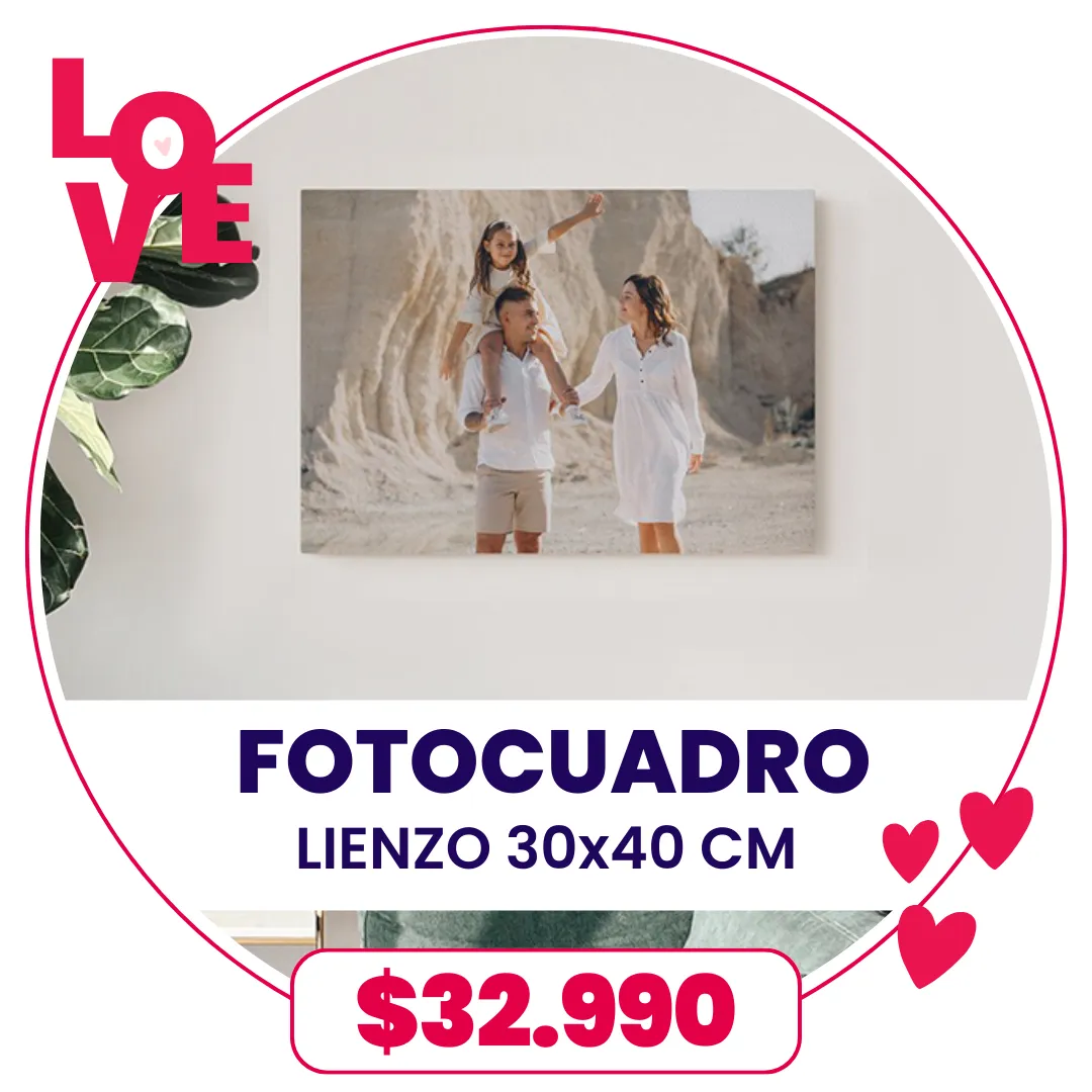 FotoCuadro de lienzo 30x40 cm a $32.990