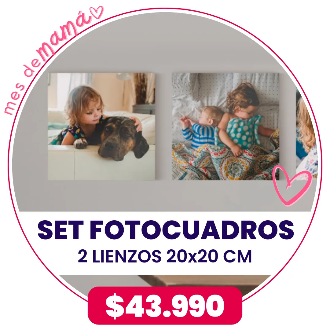 Set 2 FotoCuadros de lienzo 20x20 cm a $43.990