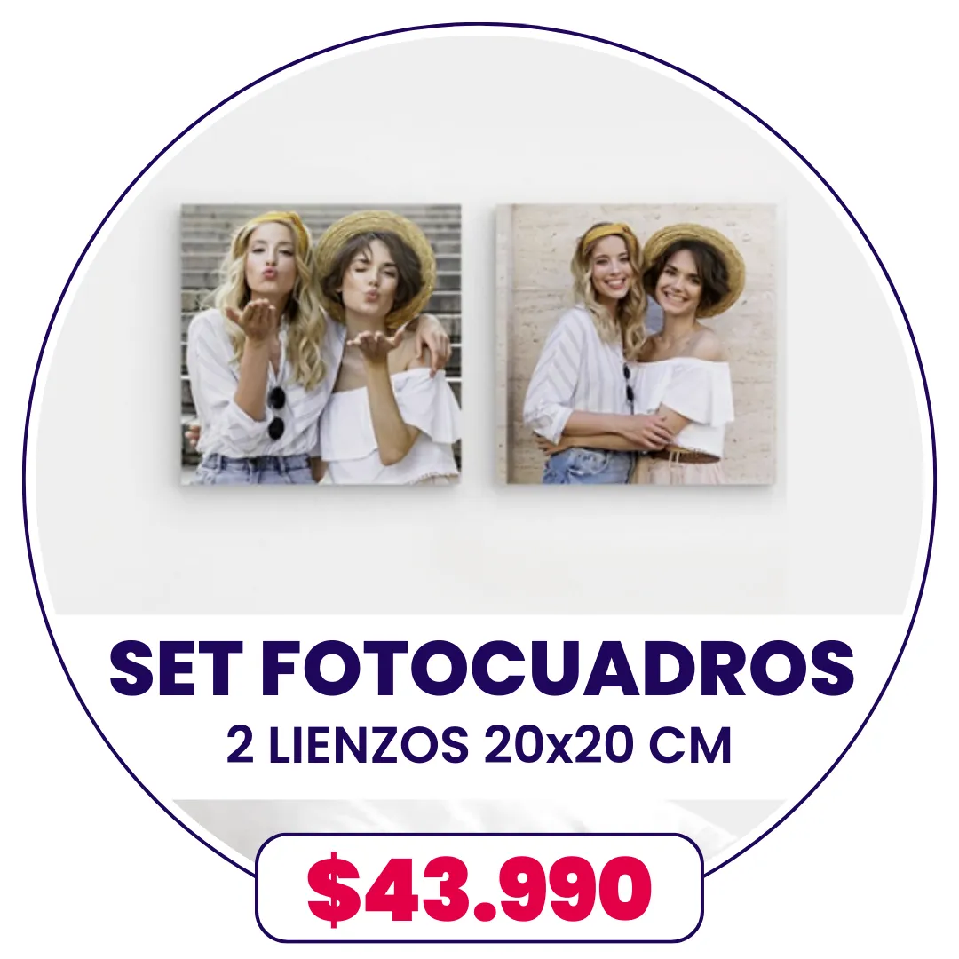 Set 2 FotoCuadros de lienzo 20x20 cm a $43.990