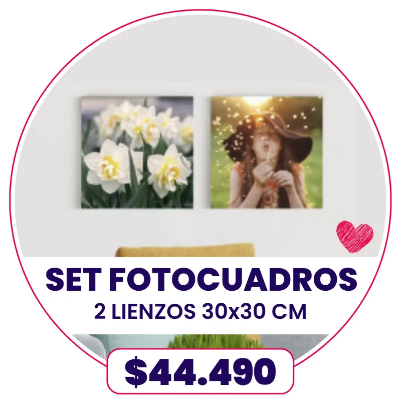 Set 2 FotoCuadros de lienzo 30x30 cm a $44.490 Set 2 FotoCuadros de lienzo 30x30 cm a $44.490