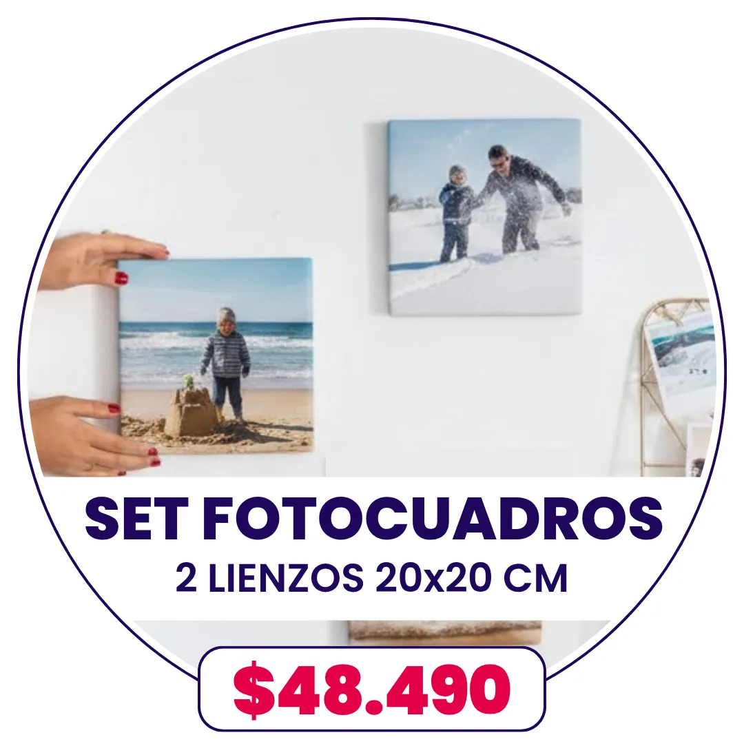 Set 2 FotoCuadros de lienzo 20x20 cm a $48.490