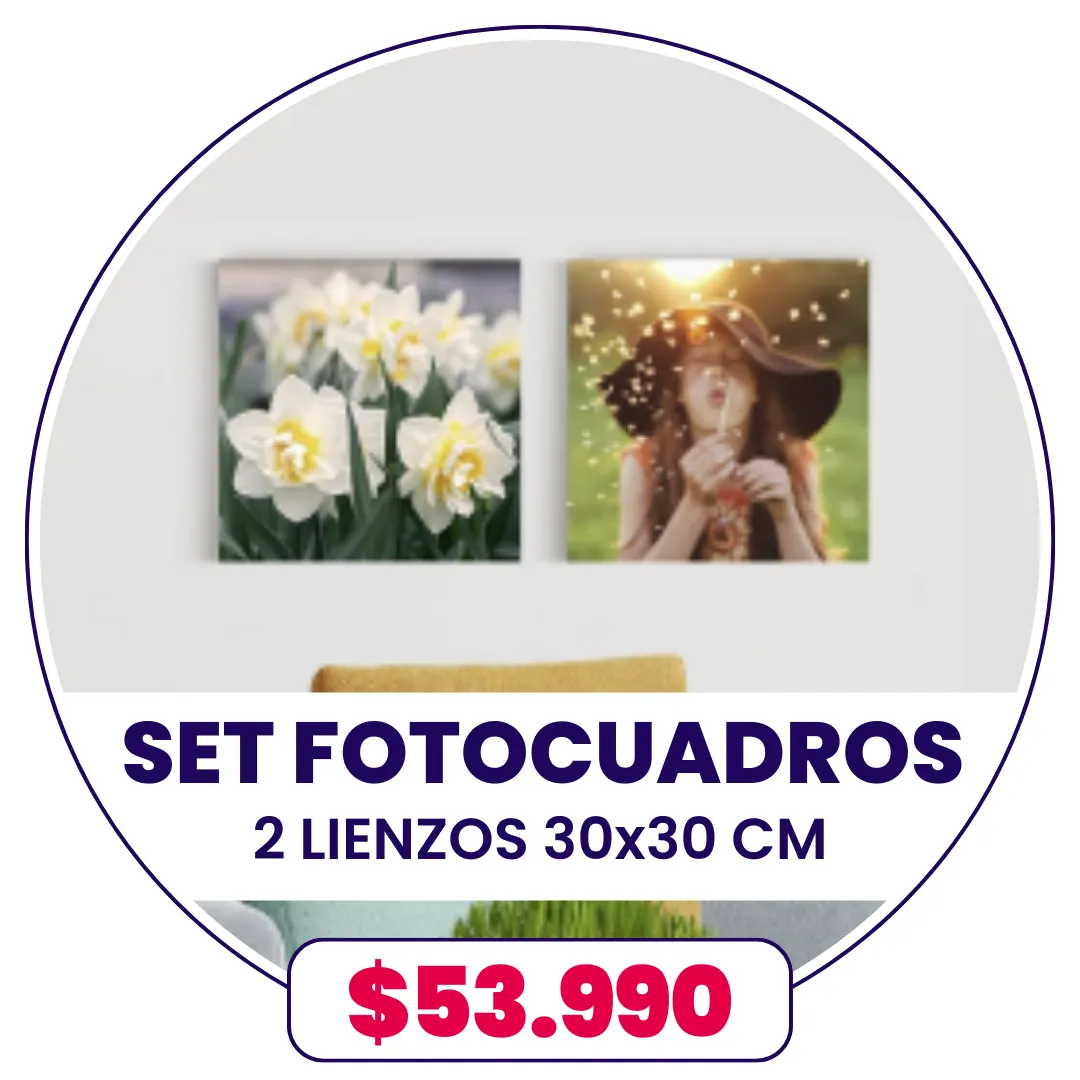 Set 2 FotoCuadros de lienzo 30x30 cm a $53.990