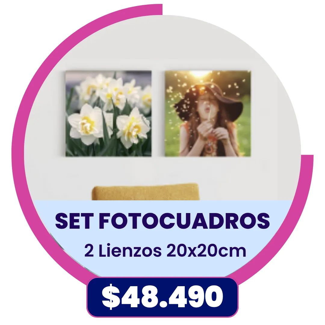Set 2 FotoCuadros de lienzo 20x20 cm a $48.490