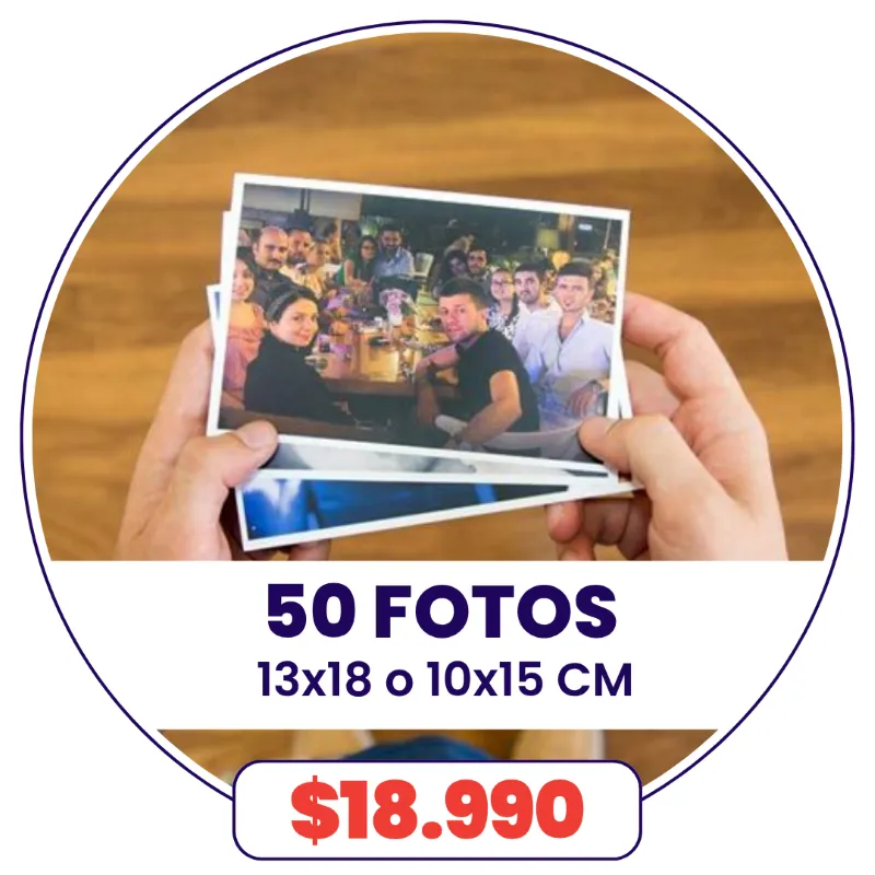 50 Fotos 10x15 o 13x18 cm a $18.990