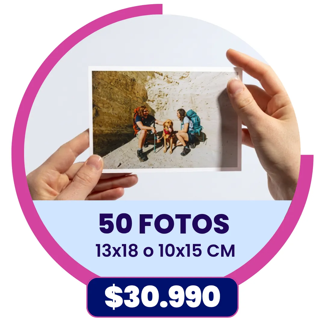 50 Fotos 10x15 o 13x18 cm a $30.990