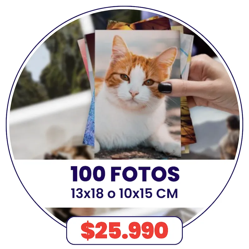 100 Fotos 10x15 o 13x18 cm a $25.990