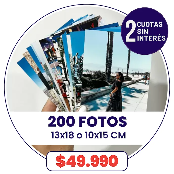 200 Fotos Classic de 10x15 o 13x18 cm a $49.990 200 Fotos Classic de 10x15 o 13x18 cm a $49.990