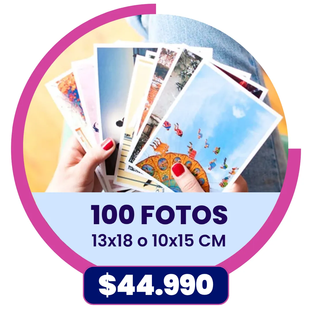 100 Fotos 10x15 o 13x18 cm a $44.990