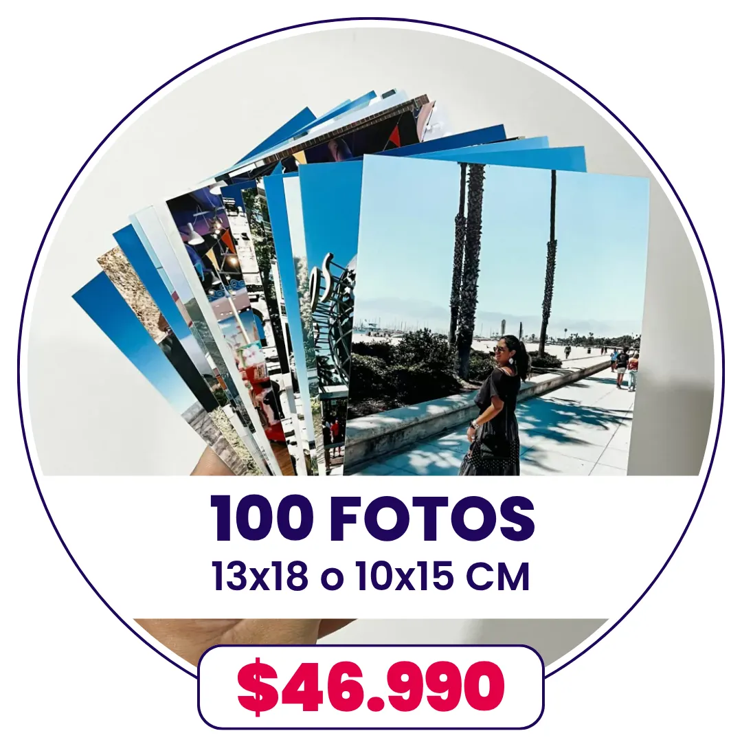100 Fotos 10x15 o 13x18 cm a $46.990