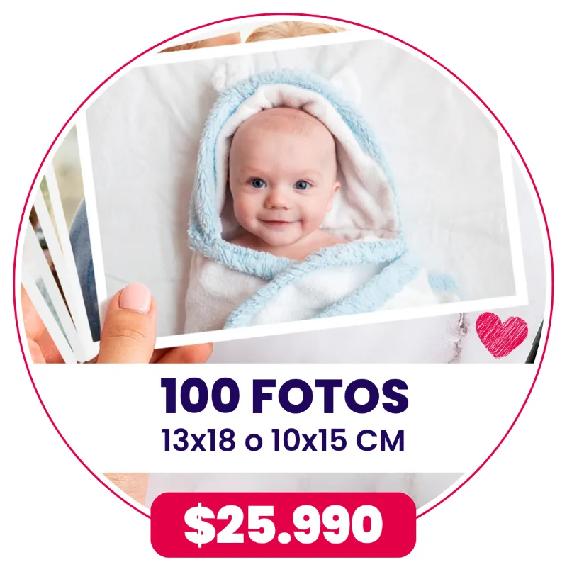 100 Fotos Classic 10x15 o 13x18 cm a $25.990 100 Fotos Classic 10x15 o 13x18 cm a $25.990