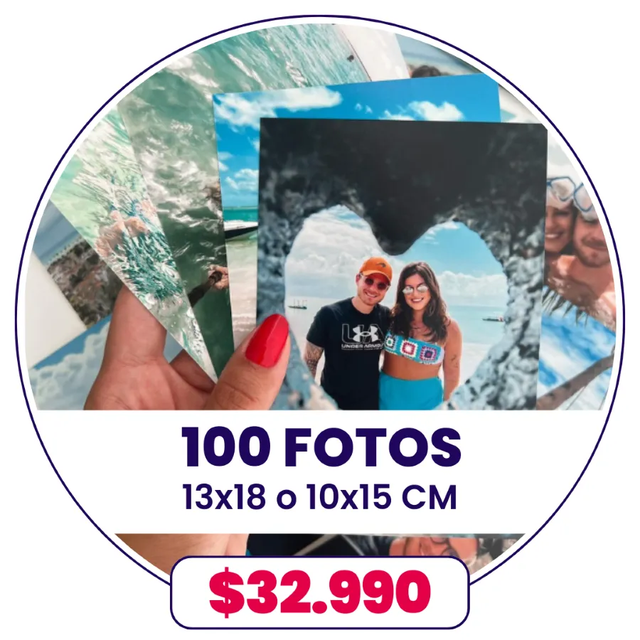 100 Fotos 10x15 o 13x18 cm a $32.990