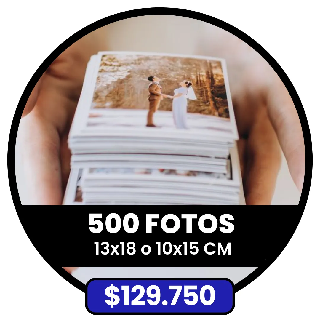 500 Fotos 10x15 o 13x18 cm a $129.750