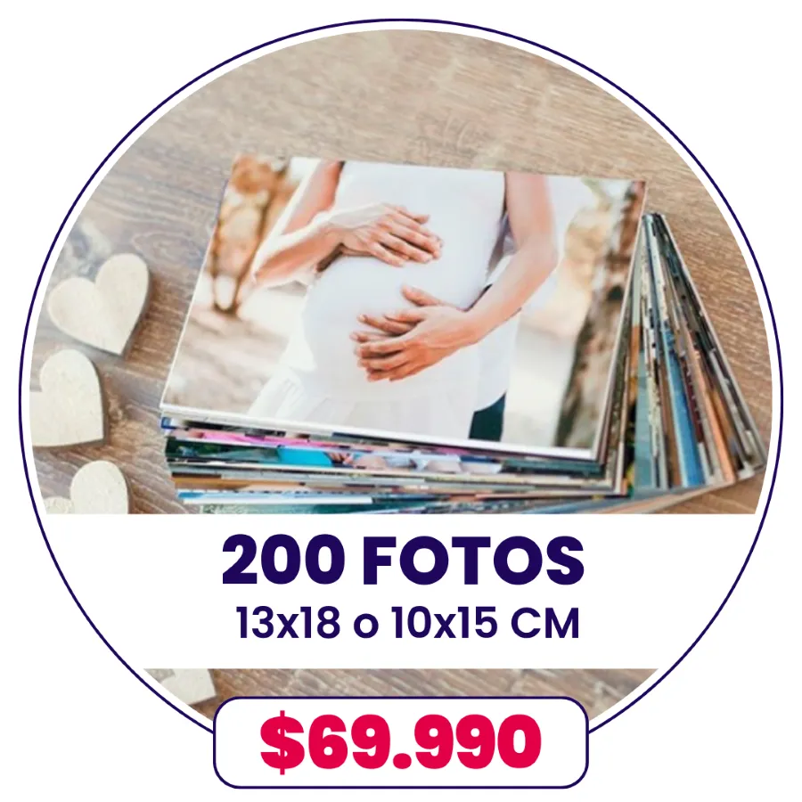200 Fotos 10x15 o 13x18 cm a $69.990
