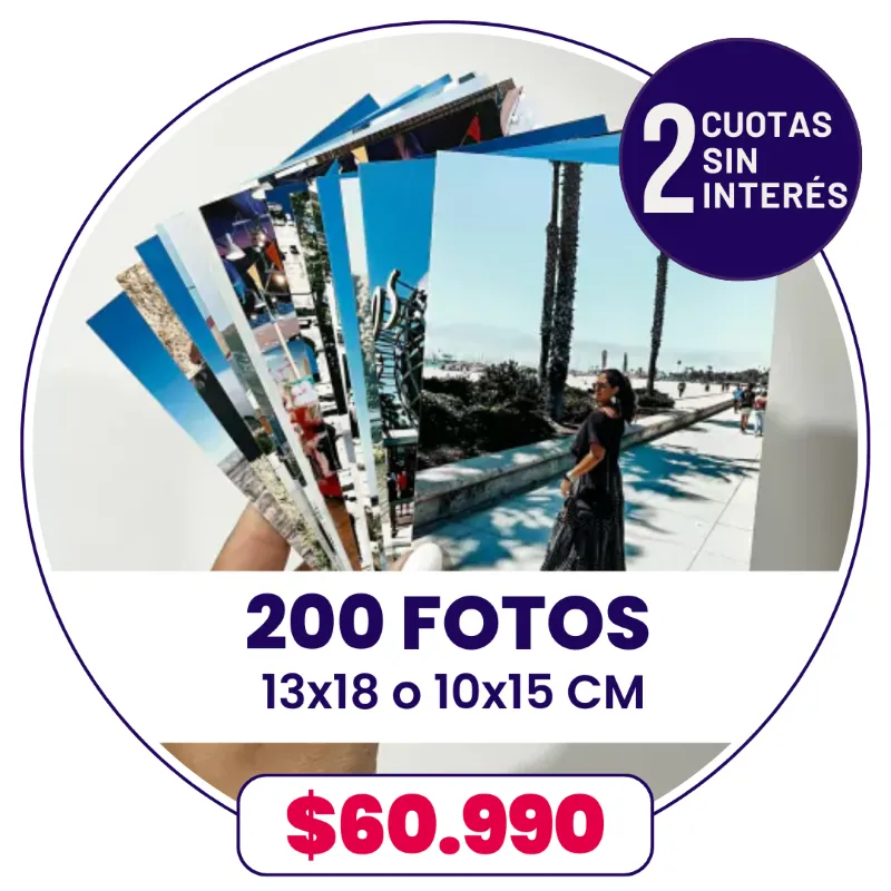 200 Fotos 10x15 o 13x18 cm a $60.990