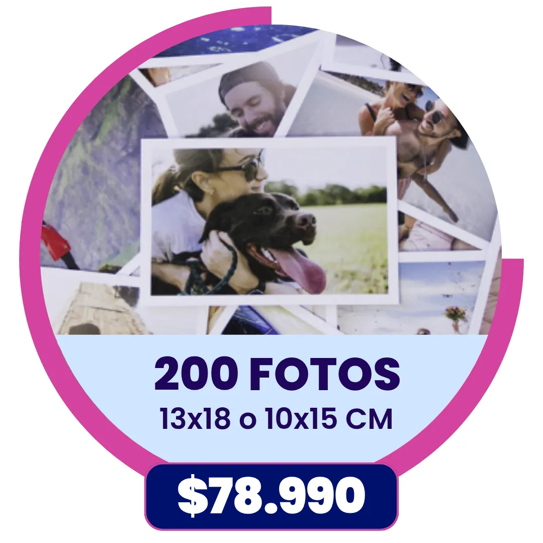 200 Fotos 10x15 o 13x18 cm a $78.990