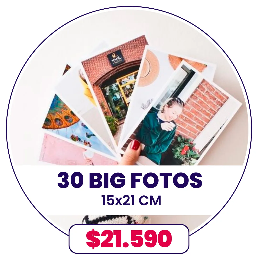 30 Big Fotos 15x21 cm a $21.590