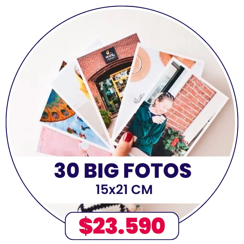 30 Big Fotos 15x21 cm a $23.590