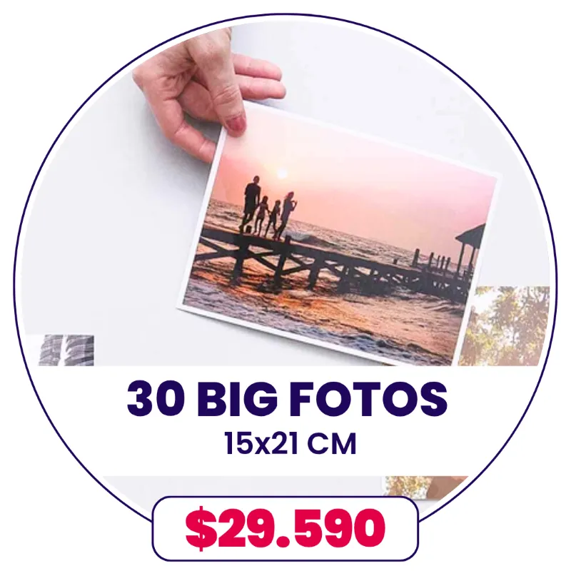 30 Big Fotos 15x21 cm a $29.590