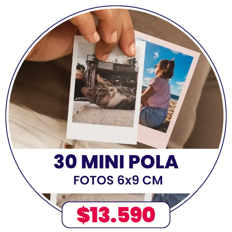 30 Fotos Mini Pola 6x9 cm a $13.590