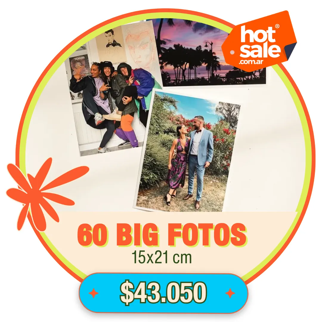 60 Big Fotos 15x21 cm a $43.050
