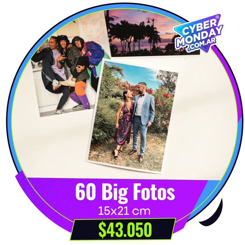 60 Big Fotos 15x21 cm a $43.050