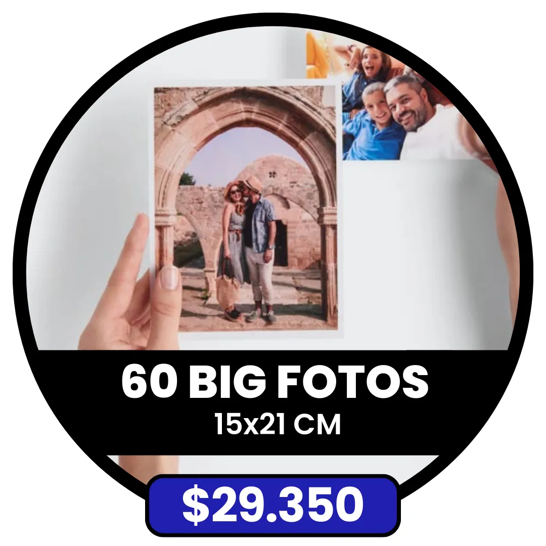 60 Big Fotos 15x21 cm a $29.350