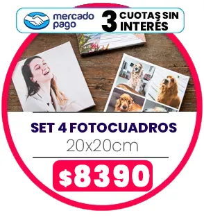 Set 4 FotoCuadros de lienzo 20x20 a $8390