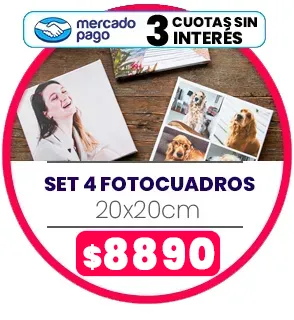 Set 4 FotoCuadros de lienzo 20x20 a $8890