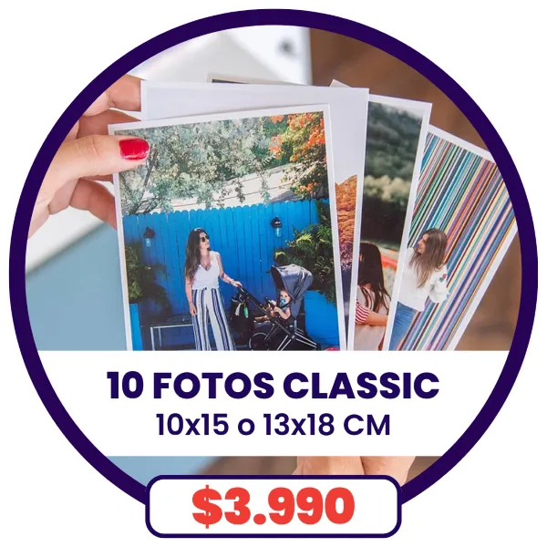 10 fotos Classic 10x15 o 13x18 a $3.990