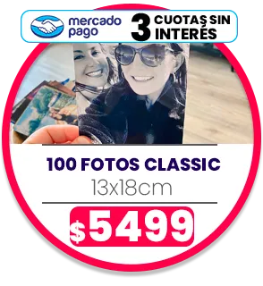100 fotos Classic 13x18 a $5499 100 fotos Classic 13x18 a $5499