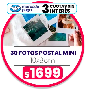 30 fotos Postal Mini 10x8 a $1699