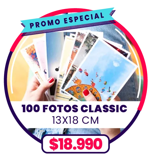 100 fotos Classic 13x18 a $18.990