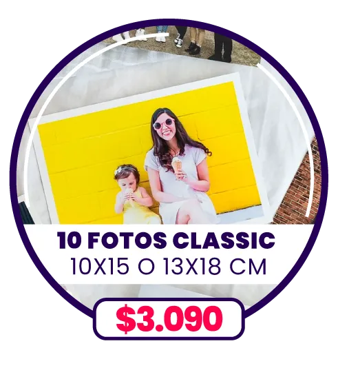 10 fotos Classic 10x15 o 13x18 a $3.090