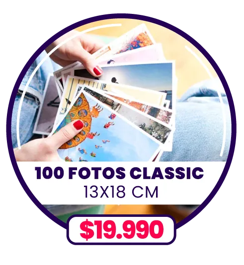 100 fotos Classic 13x18 a $19.990