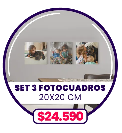 Set 3 FotoCuadros de lienzo 20x20 a $24.590