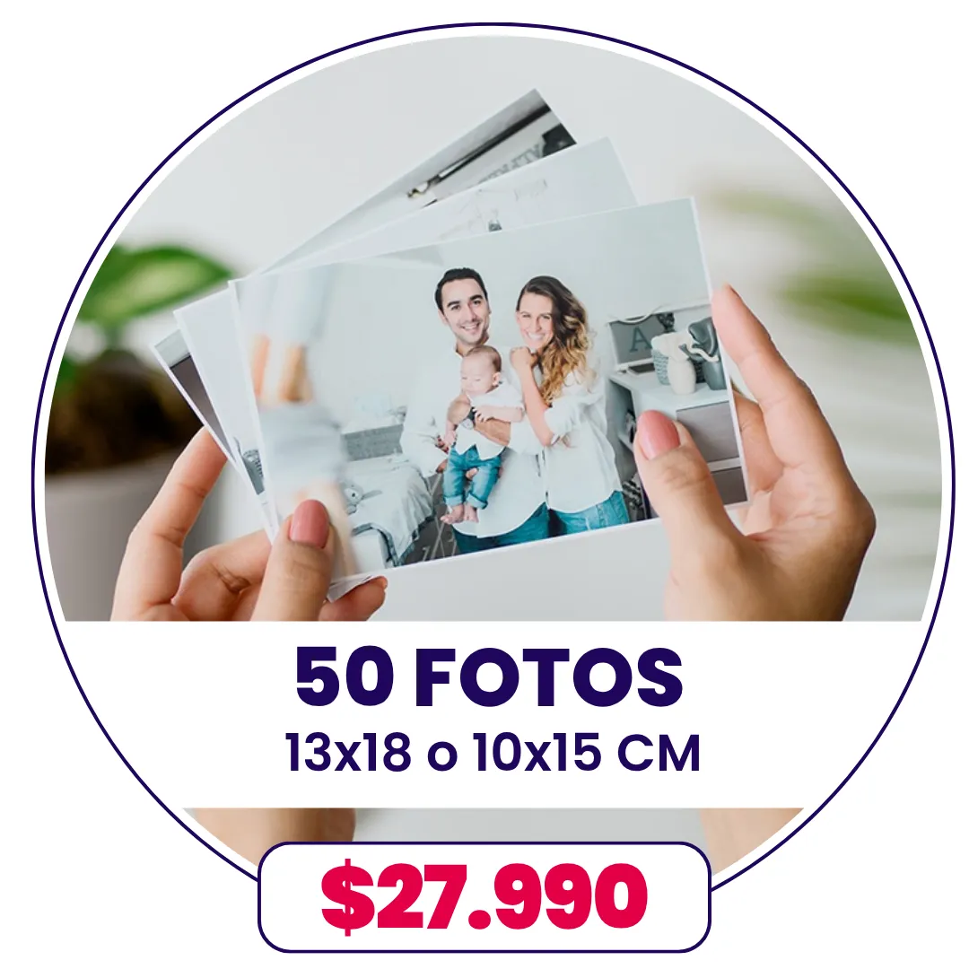 50 Fotos 10x15 o 13x18 cm a $27.990