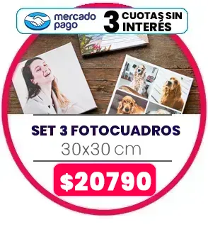 Set 3 FotoCuadros de lienzo 30x30 a $20.790